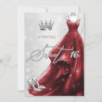 Burgundy Red Dress Snowflakes Winter Sweet 16