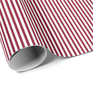Burgundy Red Elegant Classic Stripe Wrapping Paper