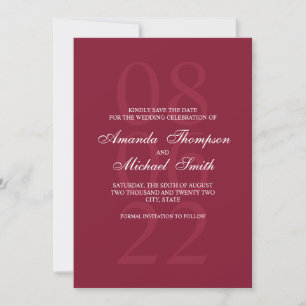Burgundy Red Elegant Wedding Save the Date