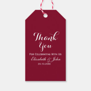 Burgundy Red Elegant Wedding Thank You Gift Tags