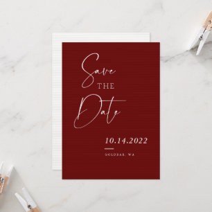 Burgundy Red Fall Chic Script Save the Date Invitation