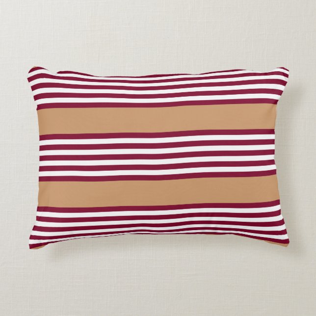 Burgundy red five stripes pattern decorative cushion (Front)
