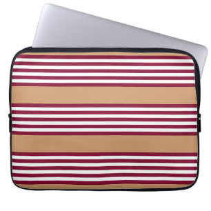 Burgundy red five stripes pattern laptop sleeve