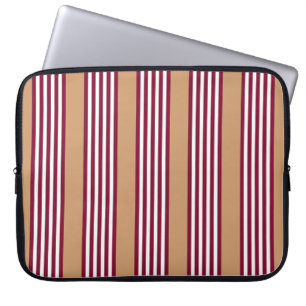 Burgundy red five stripes pattern laptop sleeve