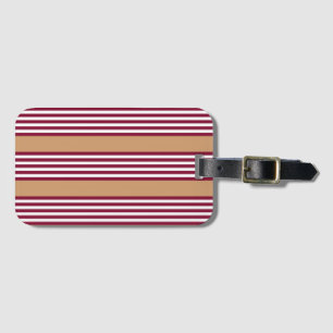 Burgundy red five stripes pattern luggage tag