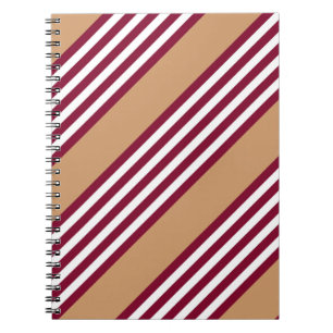 Burgundy red five stripes pattern notebook