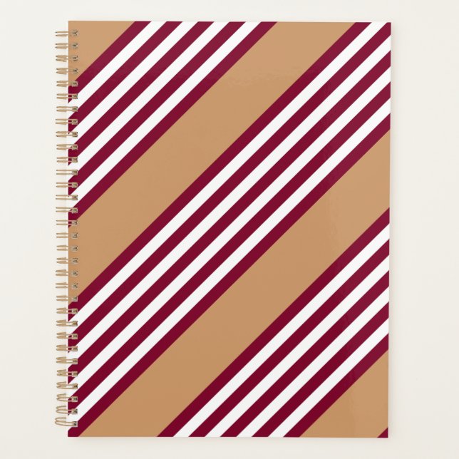 Burgundy red five stripes pattern planner (Front)