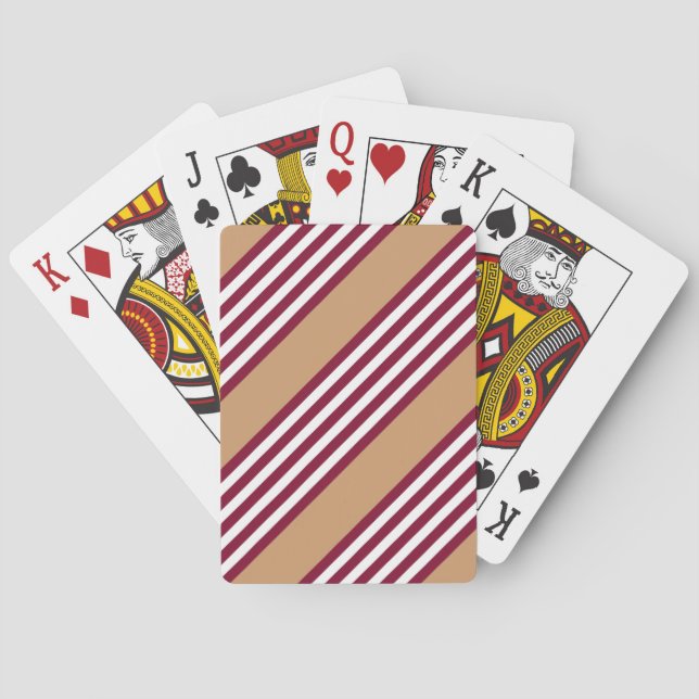 Burgundy red five stripes pattern playing cards (Back)