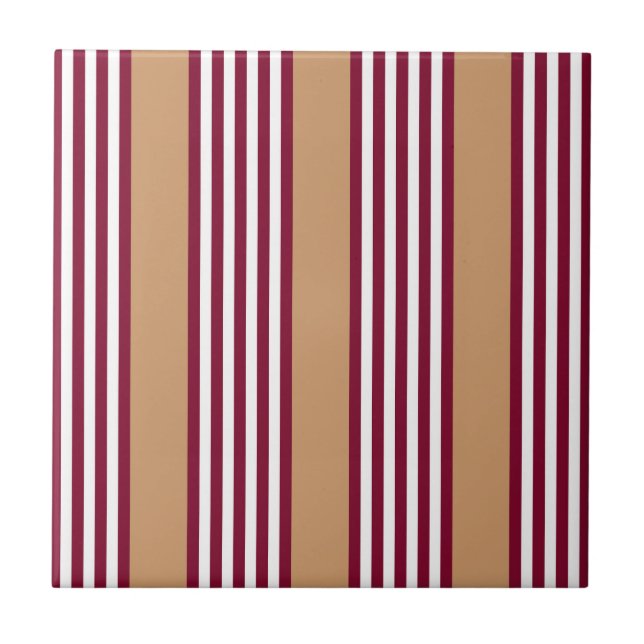 Burgundy red five stripes pattern tile (Front)