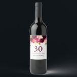 Burgundy Red Floral Boho 30th Birthday Party Wine Label<br><div class="desc">Burgundy Red Floral Boho 30th Birthday Party Wine Label

See our store for matching invitations and other party supplies for all birthdays.</div>
