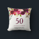 Burgundy Red Floral Boho 50th Birthday Gift Cushion<br><div class="desc">Burgundy Red Floral Boho 50th Birthday Gift

See our store for matching invitation and more gifts</div>