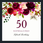 Burgundy Red Floral Boho 50th Birthday Party Poster<br><div class="desc">Burgundy Red Floral Boho 50th Birthday Party Poster

See matching collection in Niche and Nest Store</div>