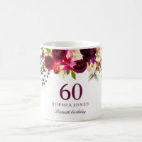 Burgundy Red Floral Boho 60th Birthday Gift