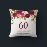 Burgundy Red Floral Boho 60th Birthday Gift Cushion<br><div class="desc">Burgundy Red Floral Boho 70th Birthday Gift

See our store for matching invitation and more gifts</div>