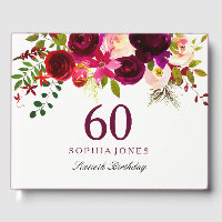 Burgundy Red Floral Boho 60th Birthday Party