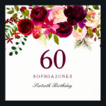 Burgundy Red Floral Boho 60th Birthday Party Poster<br><div class="desc">Burgundy Red Floral Boho 60th Birthday Party Poster

See matching collection in Niche and Nest Store</div>