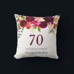 Burgundy Red Floral Boho 70th Birthday Gift Cushion<br><div class="desc">Burgundy Red Floral Boho 70th Birthday Gift

See our store for matching invitation and more gifts</div>