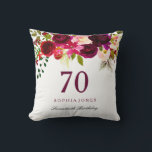 Burgundy Red Floral Boho 70th Birthday Gift Cushion<br><div class="desc">Burgundy Red Floral Boho 70th Birthday Gift

See our store for matching invitation and more gifts</div>