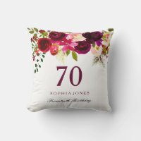 Burgundy Red Floral Boho 70th Birthday Gift