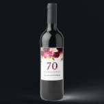 Burgundy Red Floral Boho 70th Birthday Party Wine Label<br><div class="desc">Burgundy Red Floral Boho 70th Birthday Party Wine Label

See our store for matching invitations and other party supplies for all birthdays.</div>