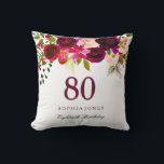 Burgundy Red Floral Boho 80th Birthday Gift Cushion<br><div class="desc">Burgundy Red Floral Boho 80th Birthday Gift

See our store for matching invitation and more gifts</div>