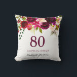 Burgundy Red Floral Boho 80th Birthday Gift Cushion<br><div class="desc">Burgundy Red Floral Boho 80th Birthday Gift

See our store for matching invitation and more gifts</div>