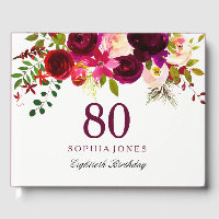 Burgundy Red Floral Boho 80th Birthday Party