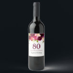 Burgundy Red Floral Boho 80th Birthday Party Wine Label<br><div class="desc">Burgundy Red Floral Boho 80th Birthday Party Wine Label

See our store for matching invitations and other party supplies for all birthdays.</div>