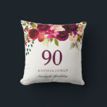 Burgundy Red Floral Boho 90th Birthday Gift Cushion<br><div class="desc">Burgundy Red Floral Boho 90th Birthday Gift

See our store for matching invitation and more gifts</div>