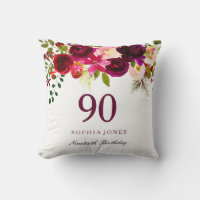 Burgundy Red Floral Boho 90th Birthday Gift