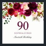 Burgundy Red Floral Boho 90th Birthday Party Poster<br><div class="desc">Burgundy Red Floral Boho 90th Birthday Party Poster

See matching collection in Niche and Nest Store</div>
