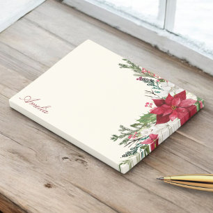 Burgundy Red Floral Christmas Bouquet with Name Post-it Notes