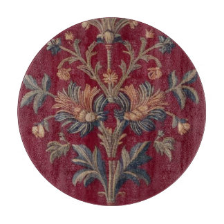 Burgundy red floral embroidery bag cutting board