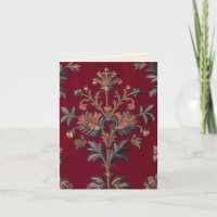 Burgundy red floral embroidery bag