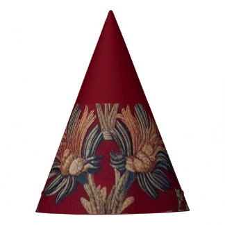 Burgundy red floral embroidery bag party hat