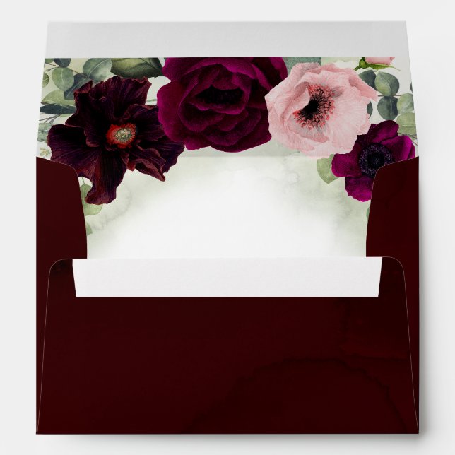 Burgundy Red Floral Envelopes (Back (Bottom))