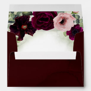 Burgundy Red Floral Envelopes