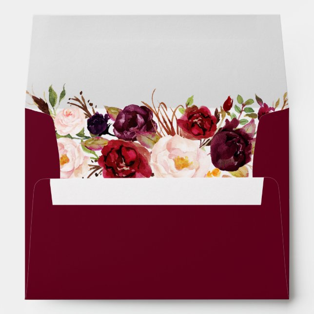 Burgundy Red Floral Fall Envelope (Back (Bottom))