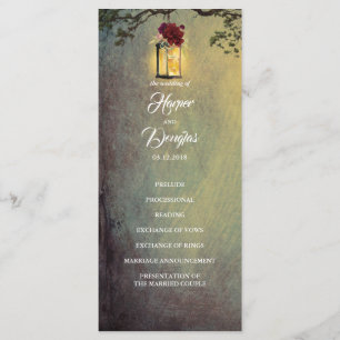 Burgundy red floral lantern light Wedding Programs Programme