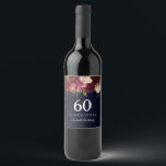 Burgundy Red Floral Navy 60th Birthday Party Wine Label<br><div class="desc">Burgundy Red Floral Navy 60th Birthday Party

See our store for matching invitations and other party supplies for all birthdays.</div>