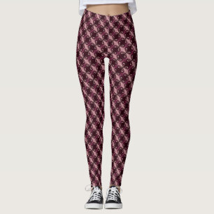 Burgundy Red Floral Petal Digital Pattern Leggings