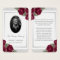 Burgundy Red Floral Photo Funeral Prayer Card