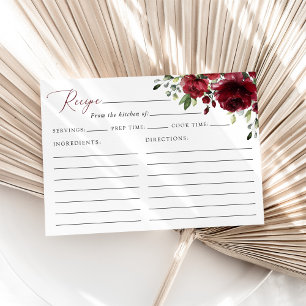 Burgundy Red Flowers, Boho, Bridal Shower Recipe