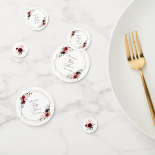 Burgundy Red Flowers, Pink Flowers, Baby Shower Confetti