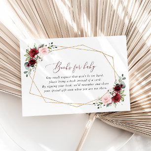 Burgundy Red Flowers, Pink Flowers, Books For Baby Enclosure Card