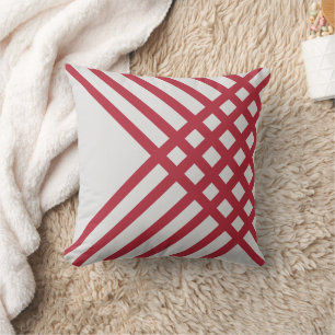 Burgundy Red Geometric Pattern Throw Pillow
