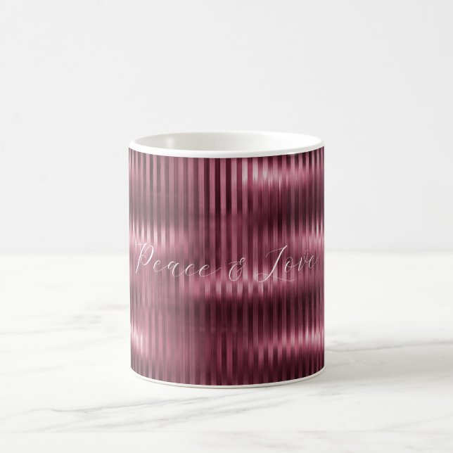 Burgundy Red Glitzy Stripes Coffee Mug (Center)