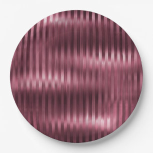 Burgundy Red Glitzy Stripes Paper Plate