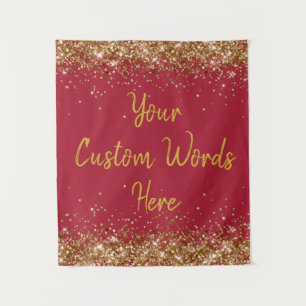 Burgundy Red Gold Birthday Party Photo Booth Prop Tapestry