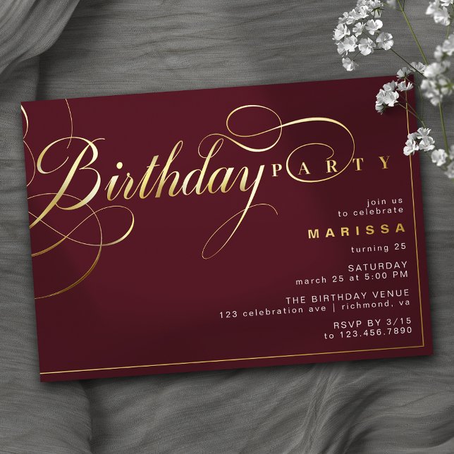 Burgundy Red & Gold | Fancy Maroon Birthday Party (Creator Uploaded)